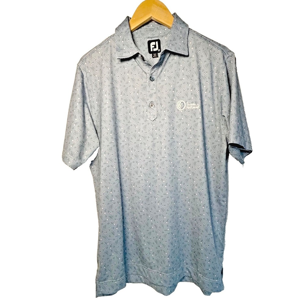 footjoy‎ fj mini floral Lisle all over print polo golf shirt men's size small